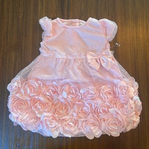BABY GIRL FLORAL ONESIE DRESS FLOWER PINK EVENING FALL FASHION 12 MONTHS